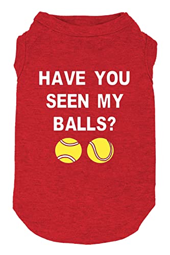 Have You Seen My Ball Dog Lustige Kleidung Shirts Druck Weste für kleine und große Hunde T-Shirts Welpen Bekleidung (Größe S, Rot01) von weokwock