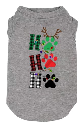 Hund Frohe Weihnachten Kostüme Hundeanzug Hundekleider Hund Frohe Shirts Lustige Grafikdruck Weste für kleine große Hunde Geschenk für Welpen Weihnachten (X-Small, Grau-2) von weokwock