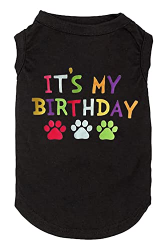 Hund Geburtstagsgeschenk Kleidung Junge Mädchen Geburtstag Shirt für kleine große Hunde Geburtstag Weste für Hunde Welpen Kleidung (1, 2, S, Schwarz02) von weokwock