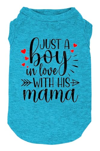 Hundebekleidung "Just a Boy in Love with Mama", Haustierbedarf, Weste, für kleine, mittelgroße und große Hunde (Jungen, Blau, L) von weokwock