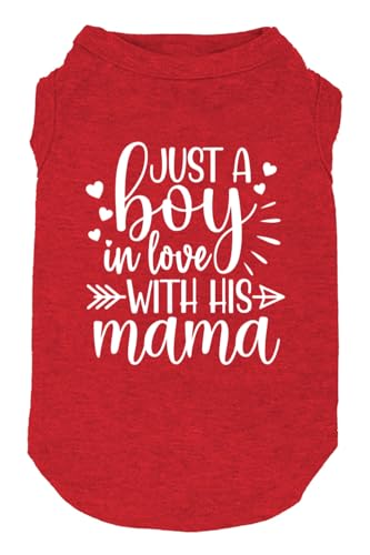 Hundebekleidung "Just a Boy in Love with Mama", Haustierbedarf, Weste, für kleine, mittelgroße und große Hunde (Rot 01, XL) von weokwock