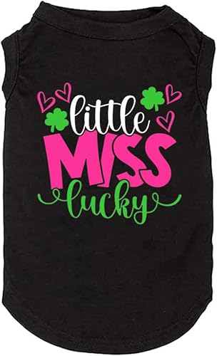 Hundebekleidung Lucky Boy Buchstabenaufdruck, Kleeblatt-Hemd für kleine und große Hunde, Weste, Welpengeschenk, St. Patrick's Day-Kostüm (XL, Schwarz 03) von weokwock