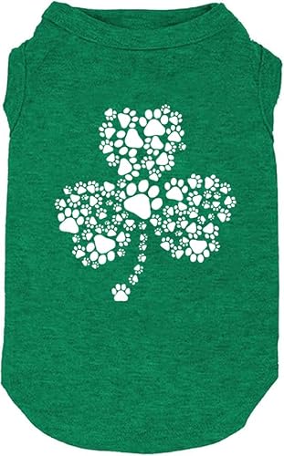 Hundebekleidung Lucky Boy Buchstabendruck Kleeblatt Shirts für kleine und große Hunde, Weste, Welpengeschenk, St. Patrick's Day-Kostüm (M, Grün 02) von weokwock