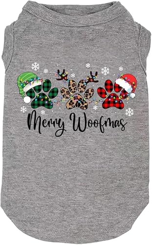 Hundekostüm, Frohe Weihnachten, lustiger Grafikdruck, Weste für kleine, große Hunde, Geschenk für Welpen, Weihnachten (Grau 21, XS) von weokwock