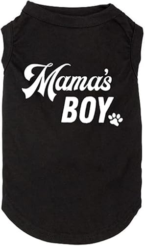 Hundeshirts Buchstabe bedruckte Weste für kleine große Hunde Slogan Kostüm Hund Pyjama Welpe Geschenk Haustier Kleidung Mama's Boy (Medium, M-Schwarz) von weokwock