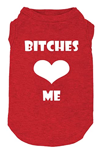 Lustiger Slogan Print Hundekleidung T Shirt Weste weich und leicht für kleine, mittelgroße und große Hunde mit 'Bitches Love ME' Printing (XX-Large, Red01) von weokwock