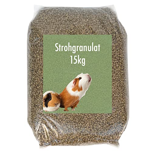 Einstreu 20kg staubarm, geruchsbindend und extrem saugfähig | Strohgranulat | Strohpellets | Perfektes geeignet als Einstreu für Stall und Käfig | Für Pferd, Nager, Geflügel u.v.m. | Strohgranulat von what the shop