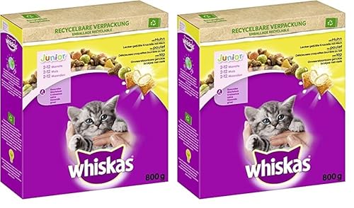 WHISKAS® Karton Trocken Junior mit Huhn 5 x 800g (Packung mit 2) von whiskas