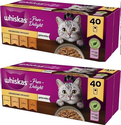 WHISKAS Adult 1+ Pure Delight Katzennassfutter 80 Portionsbeutel à 85g (2-er Pack) Geflügel Ragout in Gelee von whiskas