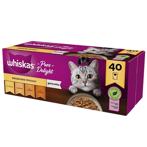 WHISKAS Adult 1+ Pure Delight Katzennassfutter Portionsbeutel Multipack Geflügel Ragout in Gelee 40 x 85g von whiskas