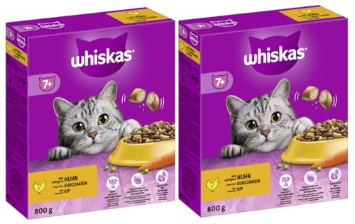 WHISKAS Beutel Katzenfutter Trockenfutter (2x800g, Huhn 7+) von whiskas