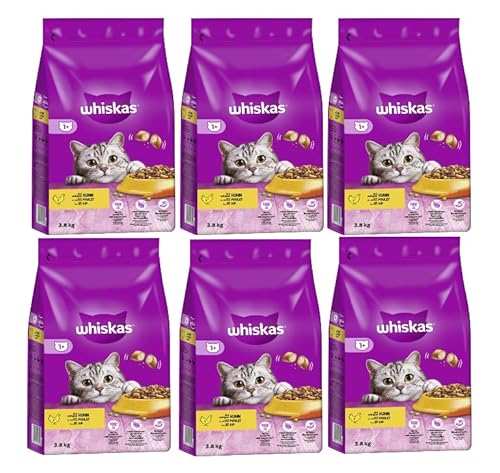 WHISKAS Beutel Trocken Adult 1+ mit Huhn 6 x 3,8kg von whiskas