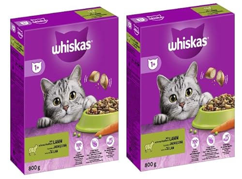 Whiskas Karton Trockenfutter 2x800g - Verschiedene Geschmacksrichtungen Huhn, Lamm, Rind (2x800g, Lamm) von whiskas