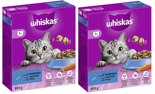 WHISKAS Karton Trocken 1+ mit Thunfisch Katzenfutter Katzentrockenfutter (2X 800g, Thunfisch) von whiskas