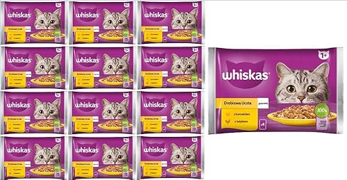 Whiskas Adult 1+ Nassfutter für Katzen in Jelly mit Huhn, Truthahn, 52 Portionsbeutel, 13x4x85g, Hochwertiges Nassfutter für ausgewachsene Katzen von whiskas