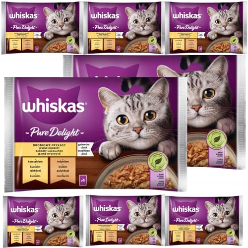 Whiskas Adult 1+ Pure Delight Geflügel Ragout in Gelee Katzennassfutter 32 Portionsbeutel à 85g (8x4x85g) von whiskas