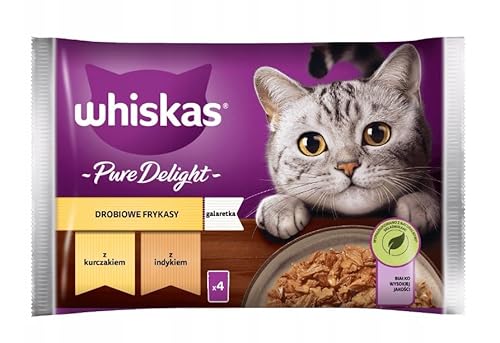 Whiskas Adult 1+ Pure Delight Geflügel Ragout in Gelee mit Huhn und Truthahn Katzennassfutter 20 Portionsbeutel, 5x4x85g, Hochwertiges Nassfutter für ausgewachsene Katzen von whiskas