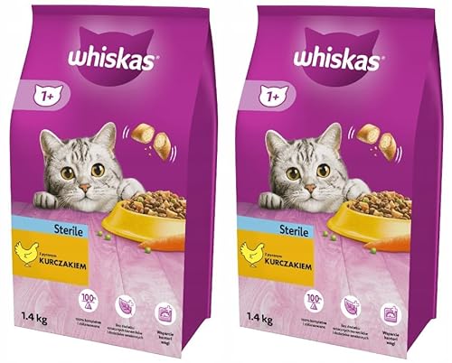 Whiskas Sterilisiertes Katzenfutter für ausgewachsene Katzen mit Hühnergeschmack, 6 x 1,4 kg von whiskas