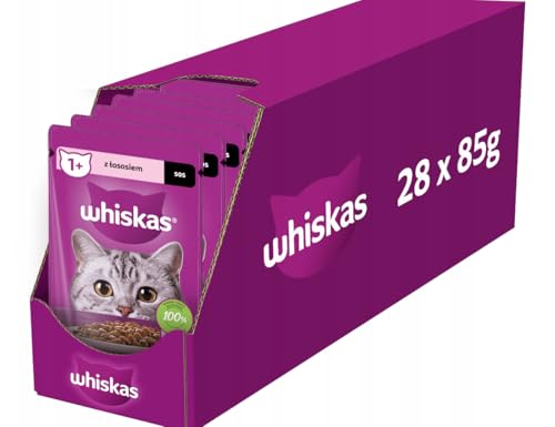 Whiskas Adult Nassfutter für Katzen Frischebeutel Lachs in Sauce Megapack 28x85g von whiskas