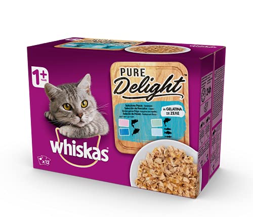 Whiskas Casserole Nassfutter für Katzen, Erwachsene, Fischauswahl, Multipack (4 Boxen x 12 Beutel x 85 g) von whiskas