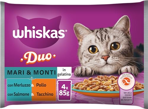 Whiskas Duo Mare e Monti, 1+ Jahre, Nassfutter für Katzen, 13 Packungen mit je 4 Beuteln zu je 85 g (52 Beutel insgesamt) von whiskas