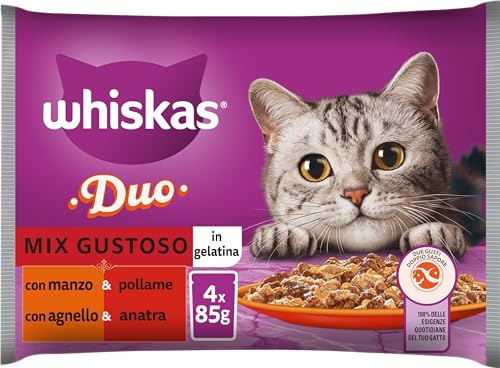 Whiskas Duo Mix Lecker, 1+ Jahre, Nassfutter für Katzen, 13 Packungen mit je 4 Beuteln zu je 85 g (52 Beutel insgesamt) von whiskas