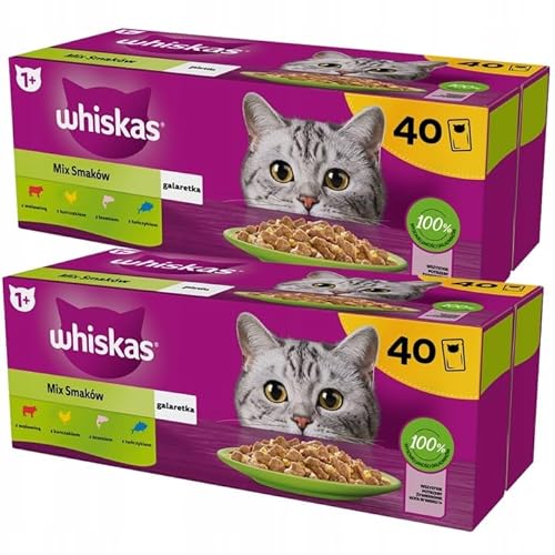 Whiskas Gemischte Auswahl in Gelee Katzennassfutter 80 Portionsbeutel à 85g (2-er Pack) von whiskas