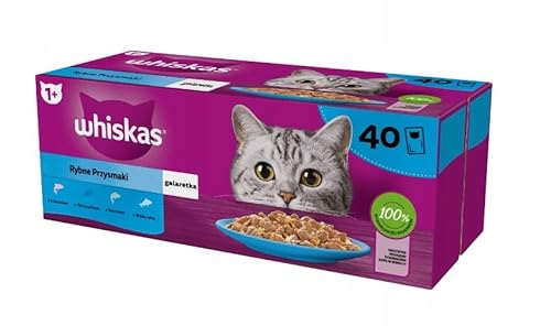 Whiskas Katzenfutter Nassfutter Adult 1+ Fisch-Auswahl in Gelee 40x85g Portionsbeutel Multipack von whiskas