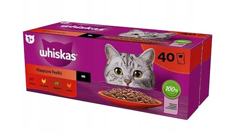 Whiskas Katzenfutter Nassfutter Adult 1+ Klassische Auswahl in Soße 40x85g Mega Pack von whiskas