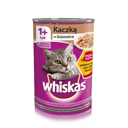 Whiskas Katzenfutter Nassfutter Adult 1+ mit Ente in Gelee, 12 Dosen (12 x 400g) von whiskas