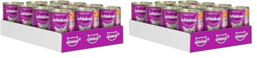 Whiskas Katzenfutter Nassfutter Adult 1+ mit Geflügel in Terrine, 12 Dosen (12 x 400g) (Packung mit 2) von whiskas