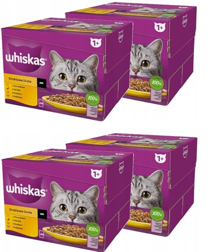 Whiskas Katzenfutter Nassfutter Multipack 1+ Geflügel Auswahl in Sauce 96 Portionsbeutel à 85g von whiskas