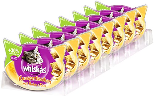 Whiskas Katzensnacks Knuspertaschen mit Huhn und Käse, 8 Packungen (8 x 60 g) von whiskas