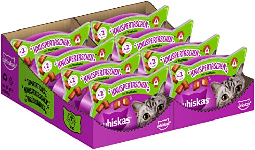 Whiskas Knuspertaschen Katzensnacks mit Pute, 8x60g (8 Packungen) - unterschiedliche Produktverpackungen erhältlich von whiskas