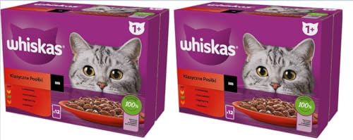 Whiskas Klassische Auswahl in Sauce Katzenfutter nass 24 Portionsbeutel à 85g (2-er Pack) von whiskas