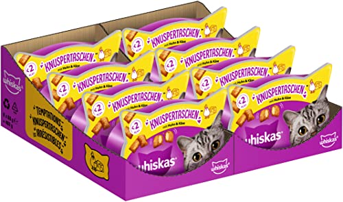 Whiskas Knuspertaschen Katzensnacks Huhn und Käse, 480g(8 x 60 g) von whiskas