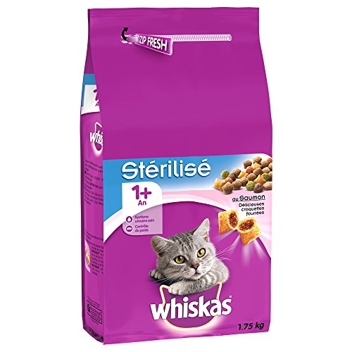 Whiskas – Kroketten im lachs steril 1 + für Katzen steril – 1,75 kg von whiskas