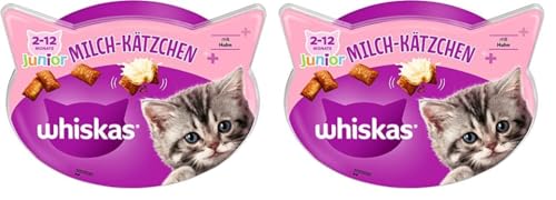 Whiskas Milch-Kätzchen Katzensnacks für 2-12 Monate Junge Katzen, 8x55g (Packungen) - Leckerlis für EIN gesundes Wachstum - unterschiedliche Produktverpackungen erhältlich (Packung mit 2) von whiskas