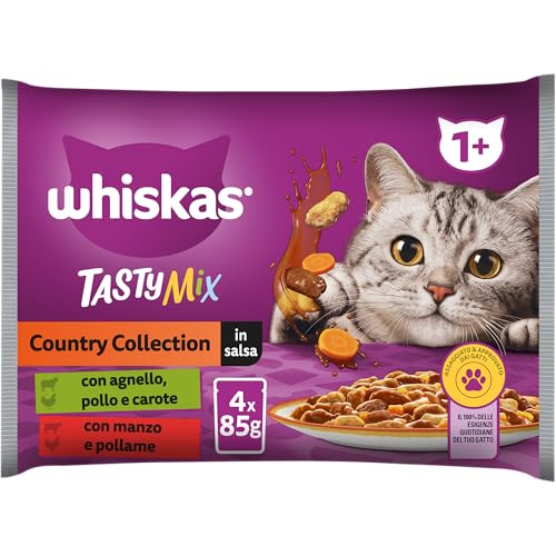 Whiskas Tasty Mix Nassfutter für Katzen, Erwachsene, Kollektion Country in Sauce, 13 x 4 x 85 g, Beutel von whiskas