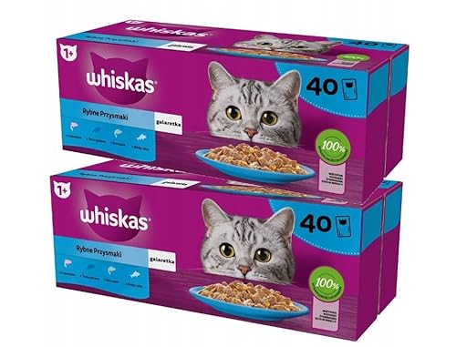 Whiskas Nassfutter für ausgewachsene Katzen Fisch-Auswahl in Gelee 80 Beutel à 85 g (6,8 kg) von whiskas