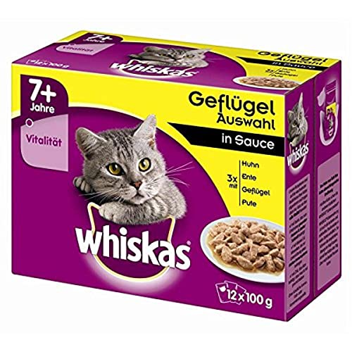 Whiskas Portionsbeutel 7+ Geflügelauswahl, in Sauce, 4 x 12 x 100 g von whiskas