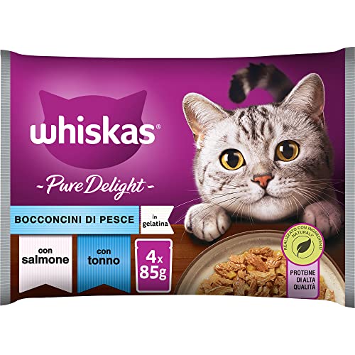 Whiskas Pure Delight Fischfutter 1+ Jahre, Nassfutter für Katzen, 13 Packungen mit je 4 Beuteln zu je 85 g (insgesamt 52 Beutel) von whiskas