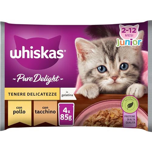 Whiskas Pure Delight Nassfutter für Katzen, Junge, Vogelauswahl in Gelee, 13 x 4 x 85 g Beutel von whiskas