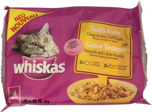 Whiskas Sanfte Küche Portionsbeutel 4er Multipack Gegrilltes Geflügel, 13er Pack (13 x 340 g) von whiskas