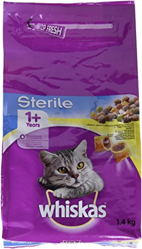 Whiskas Sterilisiertes Katzenfutter für ausgewachsene Katzen mit Hühnchengeschmack, 1,4 kg von whiskas