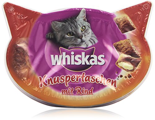 whiskas Knusper-Taschen Katzensnacks Rind, 4 Packungen (4 x 60 g) von whiskas