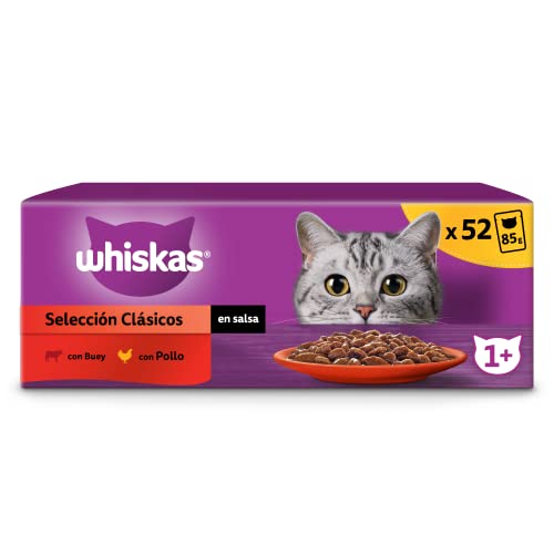 whiskas Nassfutter in Sauce für Katzen, Klassische Auswahl, 13 x 4 Beutel x 85 g von whiskas