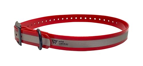 Wild Tracker, Halsband, Modell X-PERT Reflect, rote Farbe, breites reflektierendes Band, hitze- und kältebeständig, wasserdicht und verrottungsfest, extrem robuste Doppelschnalle von wild Tracker