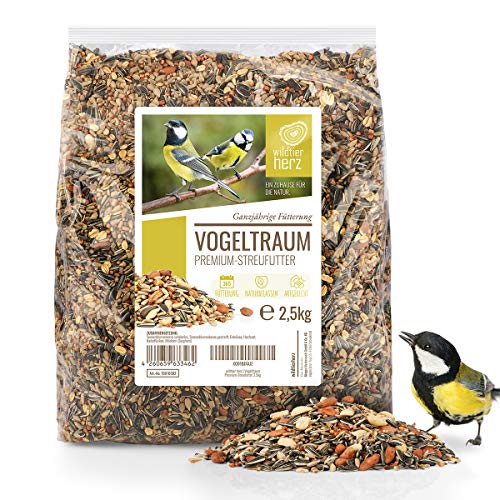 wildtier herz | Vogeltraum Premium Vogelfutter ohne Weizen für Wildvögel I Ganzjahresfutter mit Sonnenblumenkerne I Wildvogelfutter I Vogel Streufutter, Fettfutter für Vögel (2,5kg) von wildtier herz