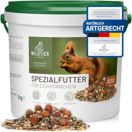 wildtier liebe Eichhörnchenfutter 1kg für Eichhörnchen & Streifenhörnchen I Ganzjahres-Futter Eichhörnchen I Eichhörnchen, Streifenhörnchen Futter von wildtier liebe